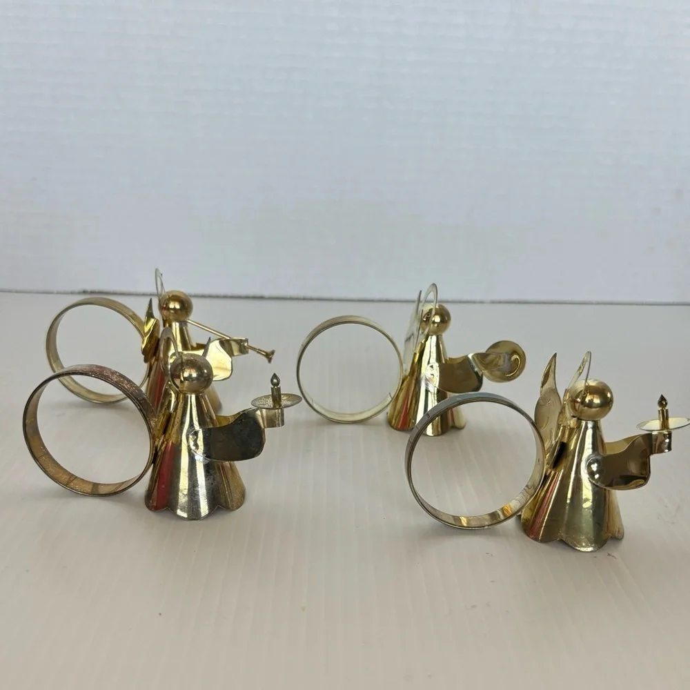 Vintage Christmas Gold Tone Angel Napkin Ring Holders  Lot of 8